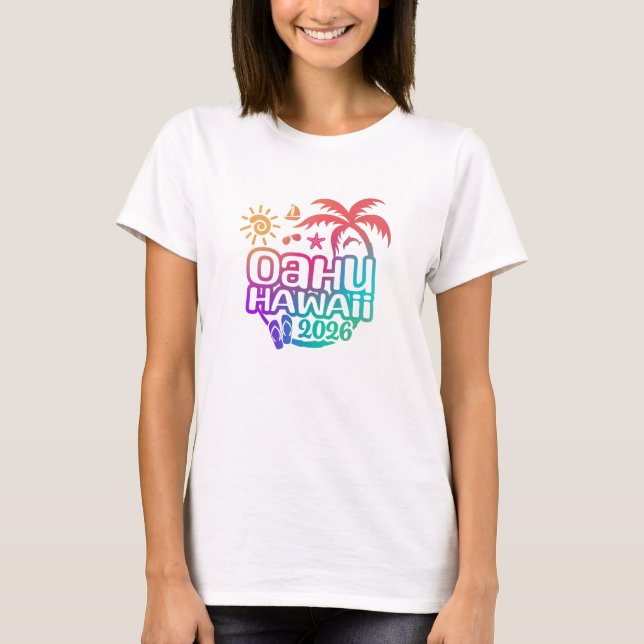 2026 Oahu, Hawaii Vacation or Trip T Shirt (Framsida)