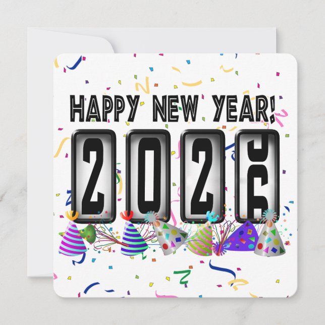 2026: Odometer Nya år Party Inbjudningar (Framsida)