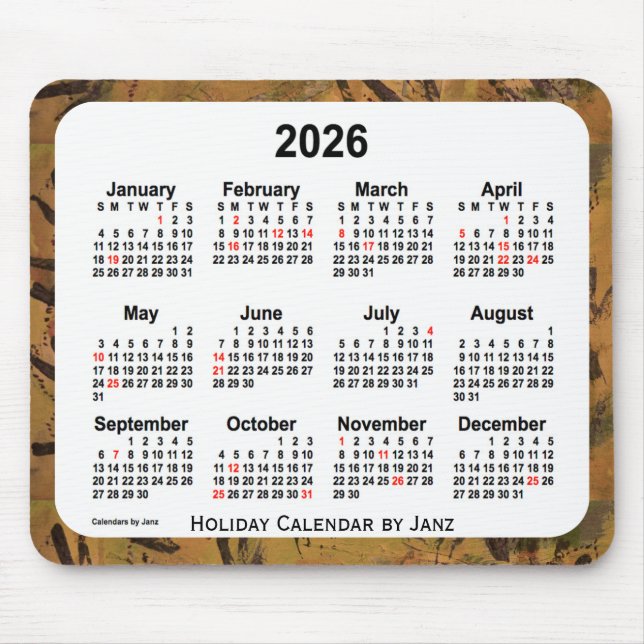 2026-Orangens Helgdag Art Calendar av Janz Mouse P Musmatta (Framsidan)