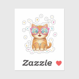 2026 Party Glasses Cat Smiling Feline New Year Klistermärken