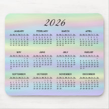 2026 Pastel Rainbow HoloGraph Calendar