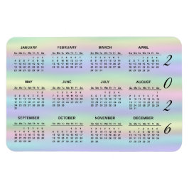 2026 Pastel Rainbow Holophy Calendar Magnet