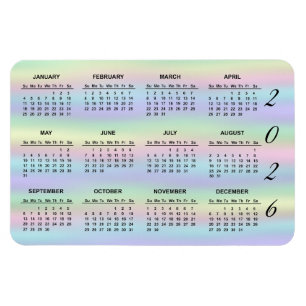 2026 Pastel Rainbow Holophy Calendar Magnet