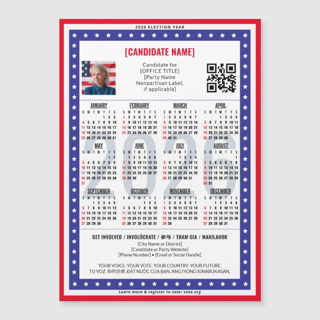 2026 Patriotisk politisk valkalender QR-kod (Framsida)