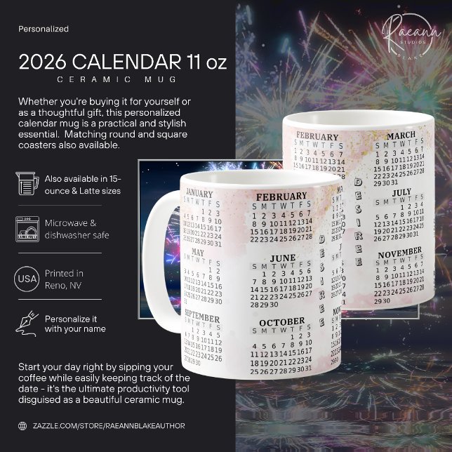 2026 Personlig 11oz Calendar Ceramic Mugg (Skapare uppladdad)