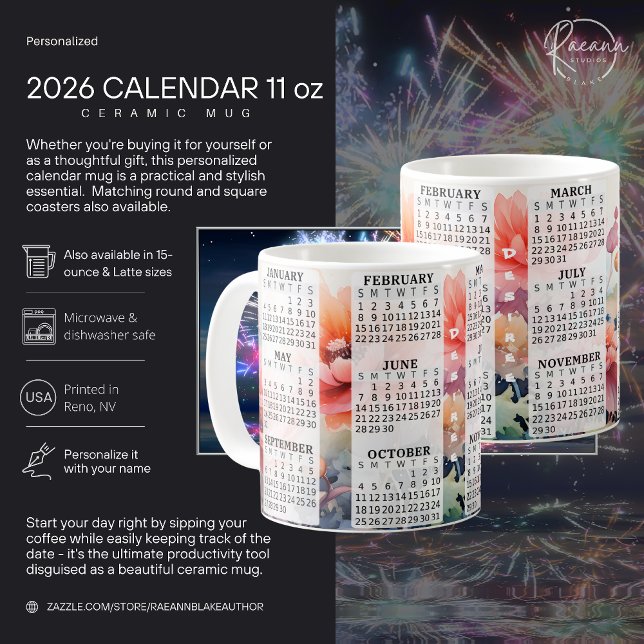 2026 Personlig 330 ml kalender keramikmugg Kaffemugg (Skapare uppladdad)