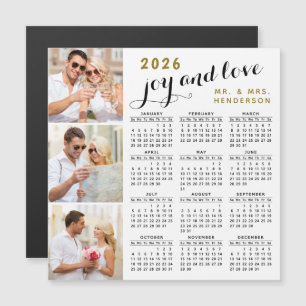 2026 Photo Calendar Fridge Magnet Black Guld White