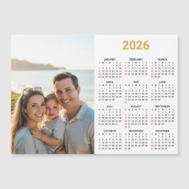 2026 Photo Calendar | Full Year Gold Magnetic Card