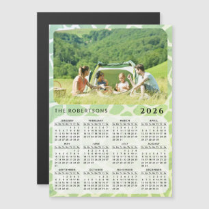 2026 Photo Calendar Magnet Family Namn Grönt