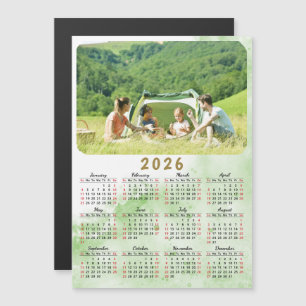 2026 Photo Calendar Magnet Grönt Nebula Red Black