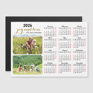 2026 Photo Calendar Magnet White Black Red Anpassn