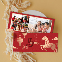 2026 Photos Gold Horse Chinese New Year Greeting Julkort