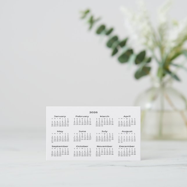 2026 Plånbok Storlek Kalender Affärskort Visitkort (Stående Fram)
