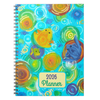 2026 Planner with colorful frogs on colorful water Anteckningsbok