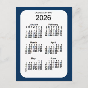 2026 Polisbox Blue 6 Month Mini Calendar av Janz Vykort
