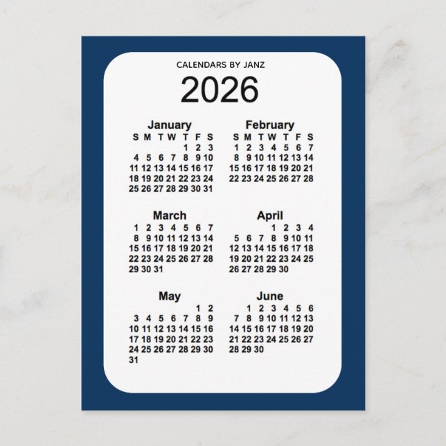 2026 Polisbox Blue 6 Month Mini Calendar av Janz Vykort (Framsida)