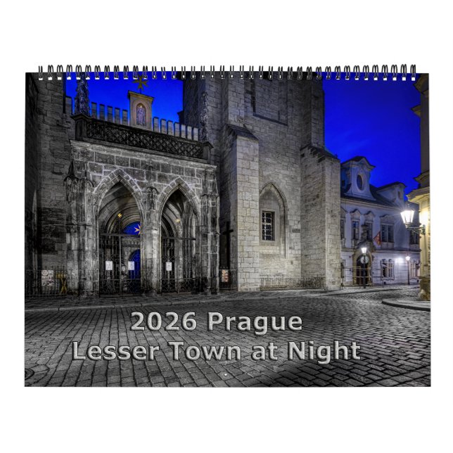 2026 Prag Mindre Stad på natten Kalender (Omslag)