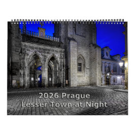 2026 Prag Mindre Stad på natten Kalender