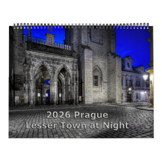 2026 Prag Mindre Stad på natten Kalender