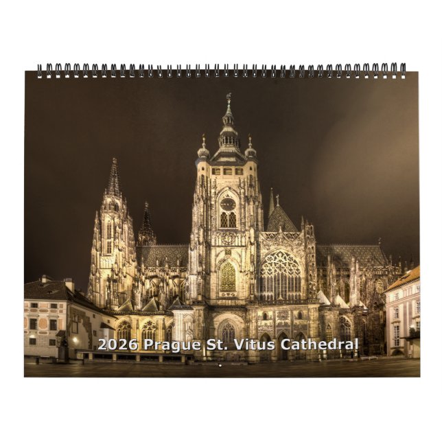 2026 Prague - St.Vitus Cathedral at Night Calendar Kalender (Omslag)
