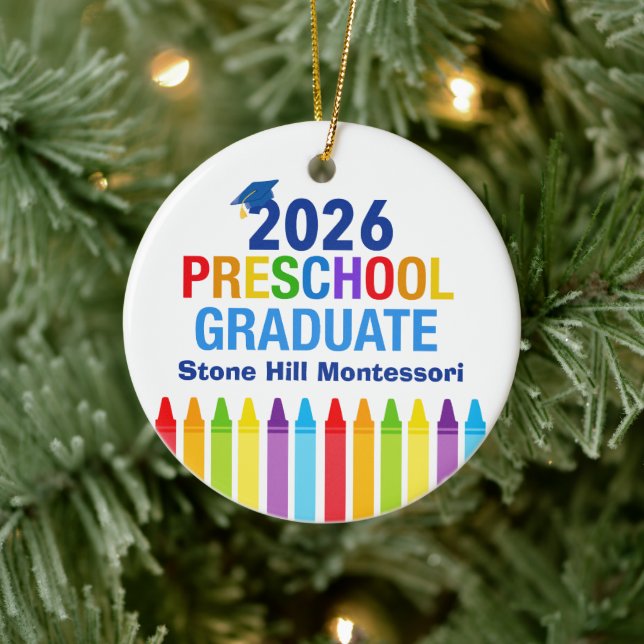 2026 Preschool Graduate Cute Custom Keepsake Julgransprydnad Keramik (Träd)
