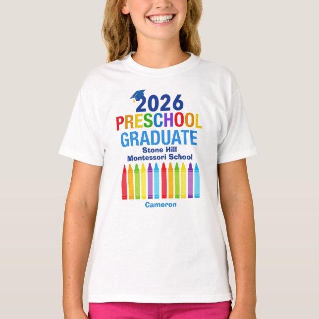 2026 Preschool Graduate Cute Custom Kids T Shirt (Framsida)