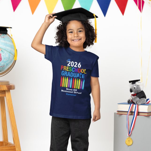 2026 Preschool Graduate Personalized Blue Kids T Shirt (Skapare uppladdad)