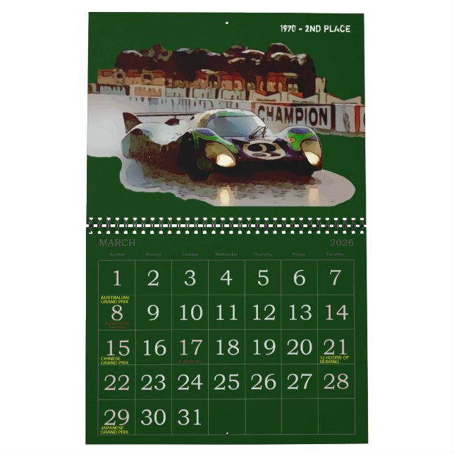 2026 RACING CALENDAR KALENDER (Mar 2026)