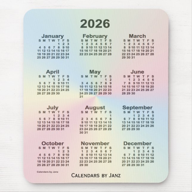 2026 Rainbow Cloud Calendar av Janz Musmatta (Framsidan)