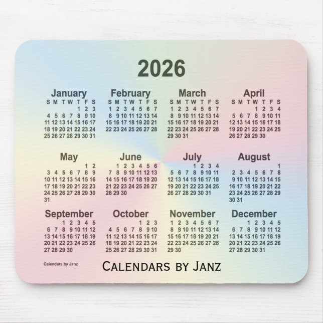 2026 Rainbow Cloud Calendar av Janz Musmatta (Framsidan)