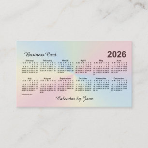 2026 Rainbow Cloud Calendar av Janz Visitkort
