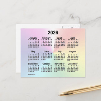 2026 Rainbow Cloud Mini Kalender av Janz Vykort
