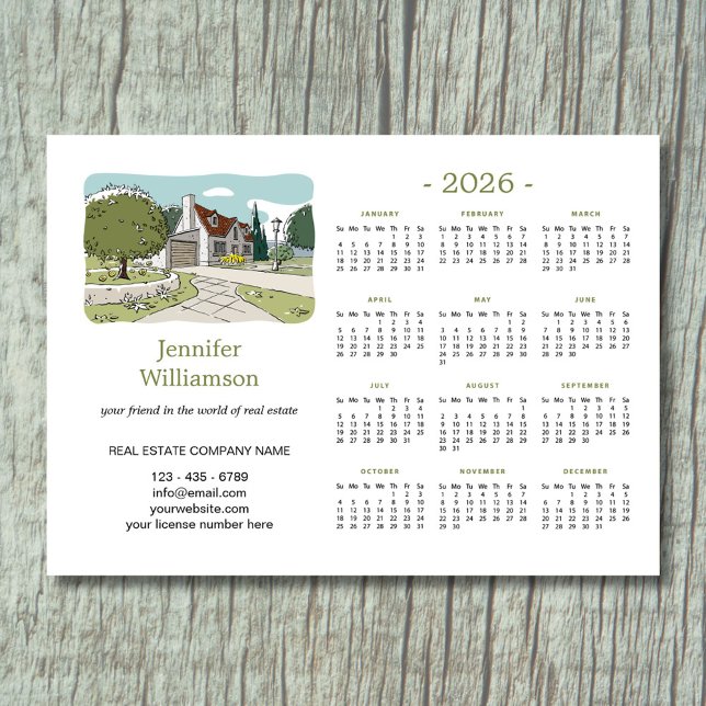 2026 Real Estate Agent Calendar House Magnet (Skapare uppladdad)