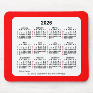2026 Red 52 Weeks ISO Calendar av Janz Two Tone Musmatta