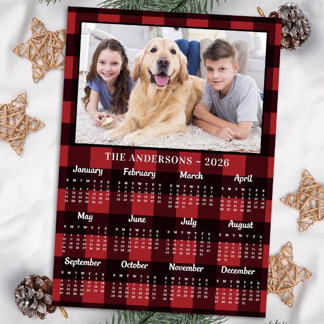 2026 Red Buffalo Play Family Hund Foto Calendar Julkort (Skapare uppladdad)