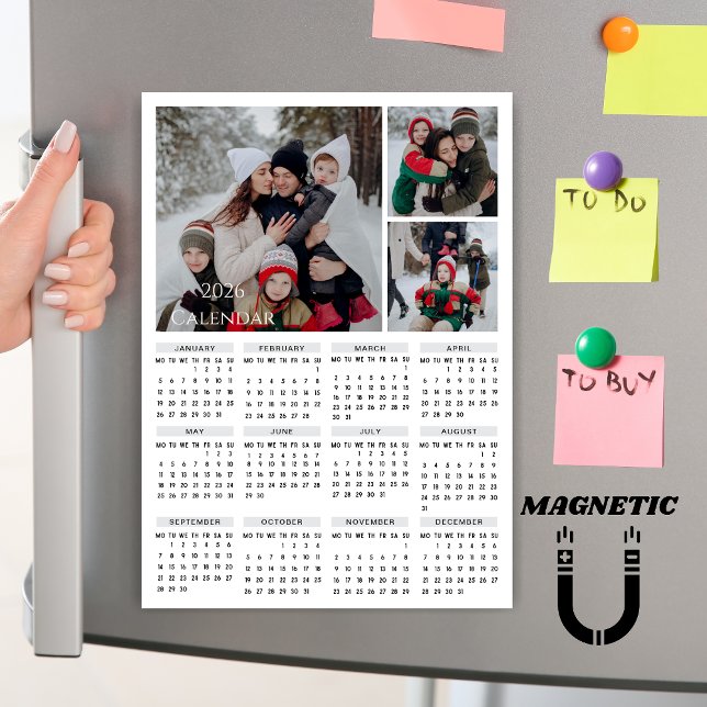 2026 redigerbar färgkalender fotokollage magnet (Skapare uppladdad)