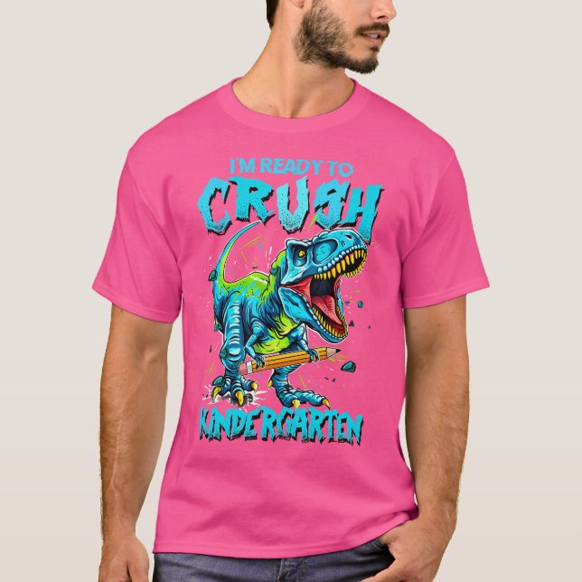2026 Redo att krossa Kindergarten Dinosaur Boys T Shirt (Framsida)