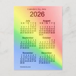 2026 Regnbåge 6 månaders Mini-kalender från Janz Vykort