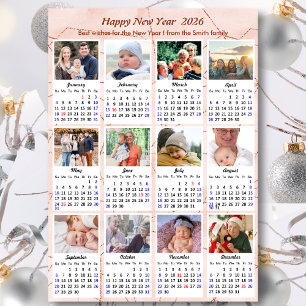 2026 Ro Modern Family 12 Fotokalender för Guld Julkort