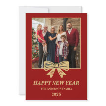 2026 Röd & Guld Båge Familj Nyår Foto