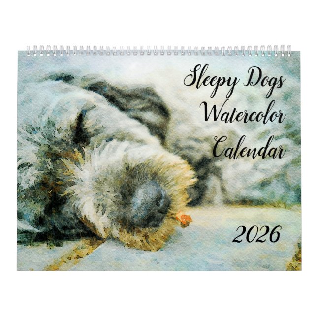 2026 Rolig Lat Sövande Hund Valp Ångestdämpande Pr Kalender (Omslag)