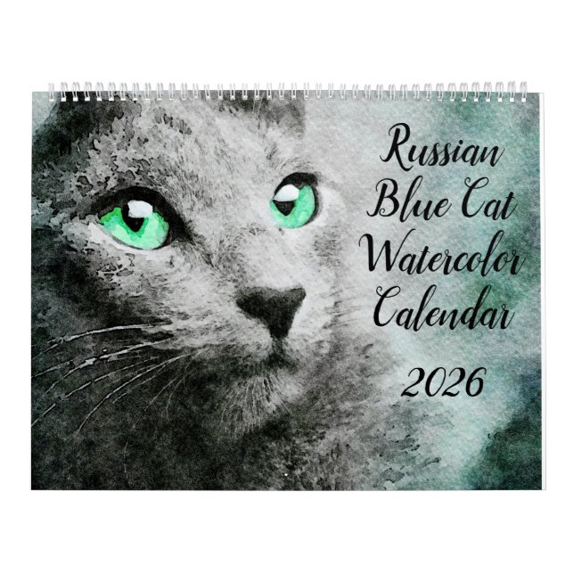 2026 Rysk Blå Katt Mamma Mom Ägare Present Kalender (Omslag)