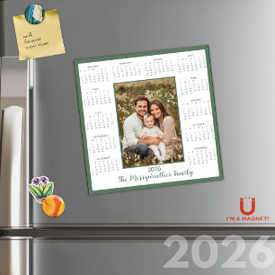 2026 Sage Grönt Photo Magnetic Calendar
