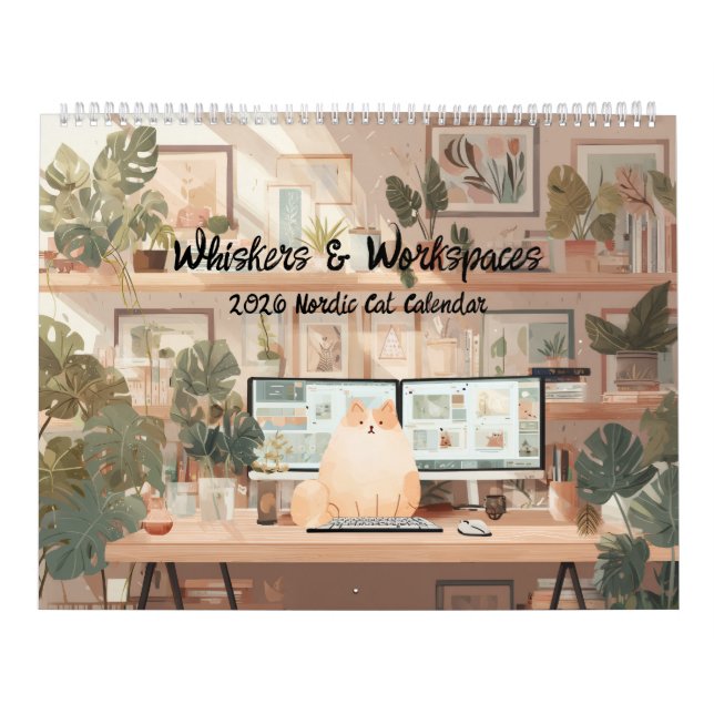 2026 Scandinavian Office Cats Wall Calendar Kalender (Omslag)