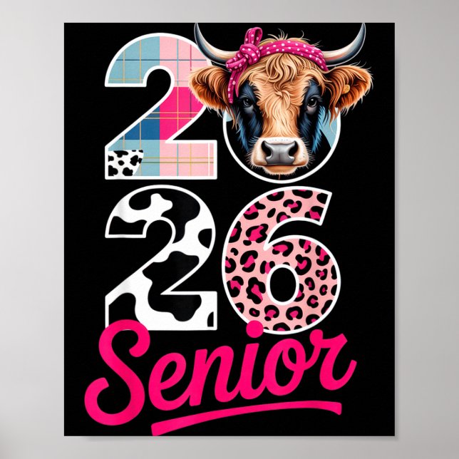 2026 Senior Cow Lovers Graduation Funny Cl Shirt F Poster (Framsidan)