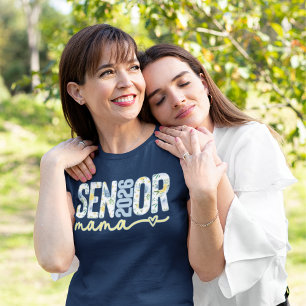 2026 Senior Mamma Blå och Gul Blommig Mamma T Shirt