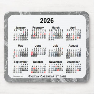 2026 Silver Art Calendar av Janz Mouse Pad Musmatta