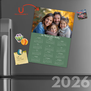 2026 Simple Modern Grönt Helgdag Photo Calendar