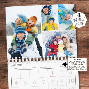 2026 Simple Photo Collage 4 per månad Kalender