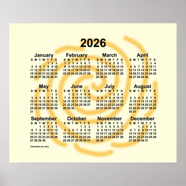 2026 Soliga dagar Kalender av Janz Poster (Framsidan)